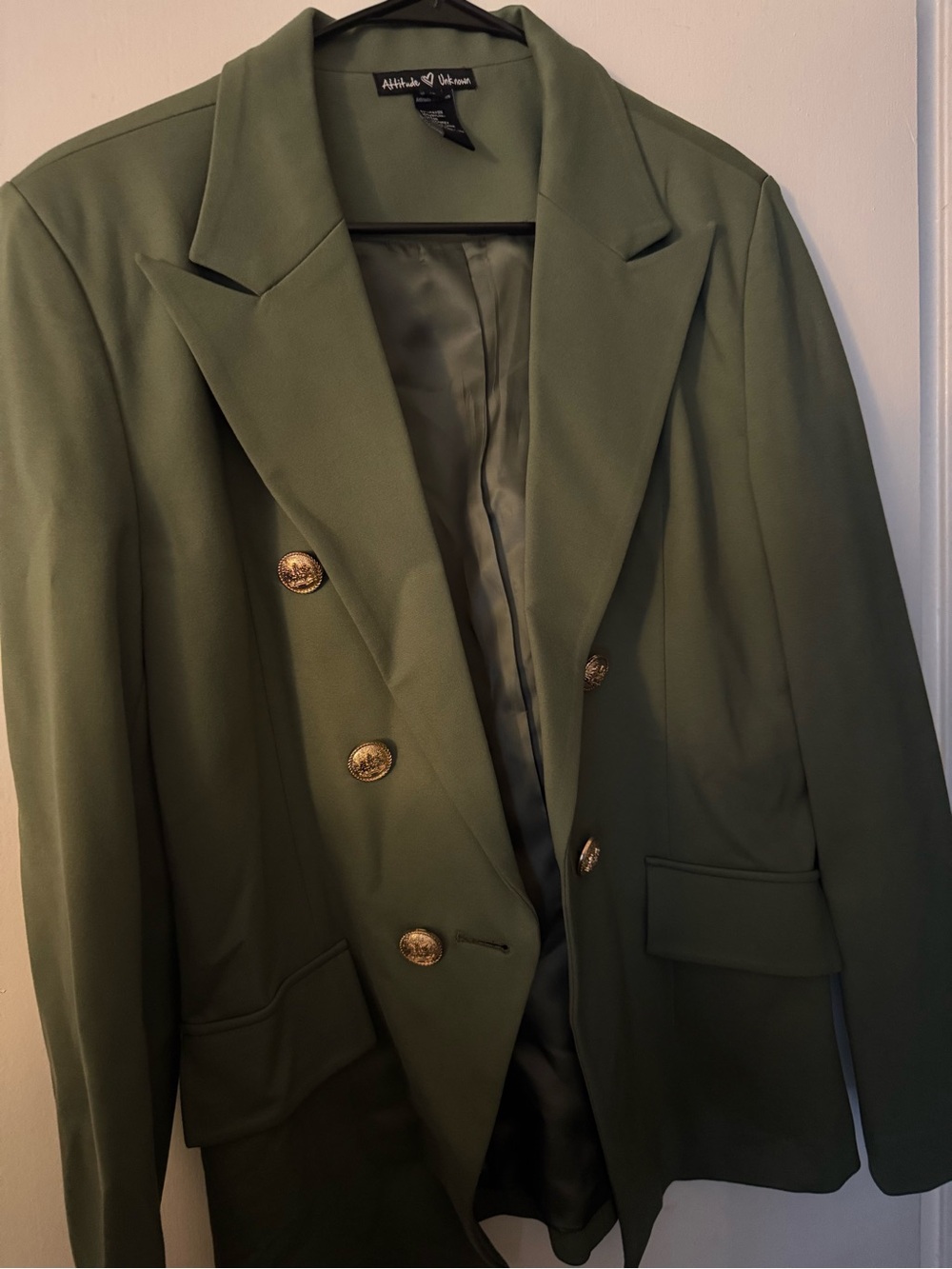 Olive Double-Breasted Blazer Jacket